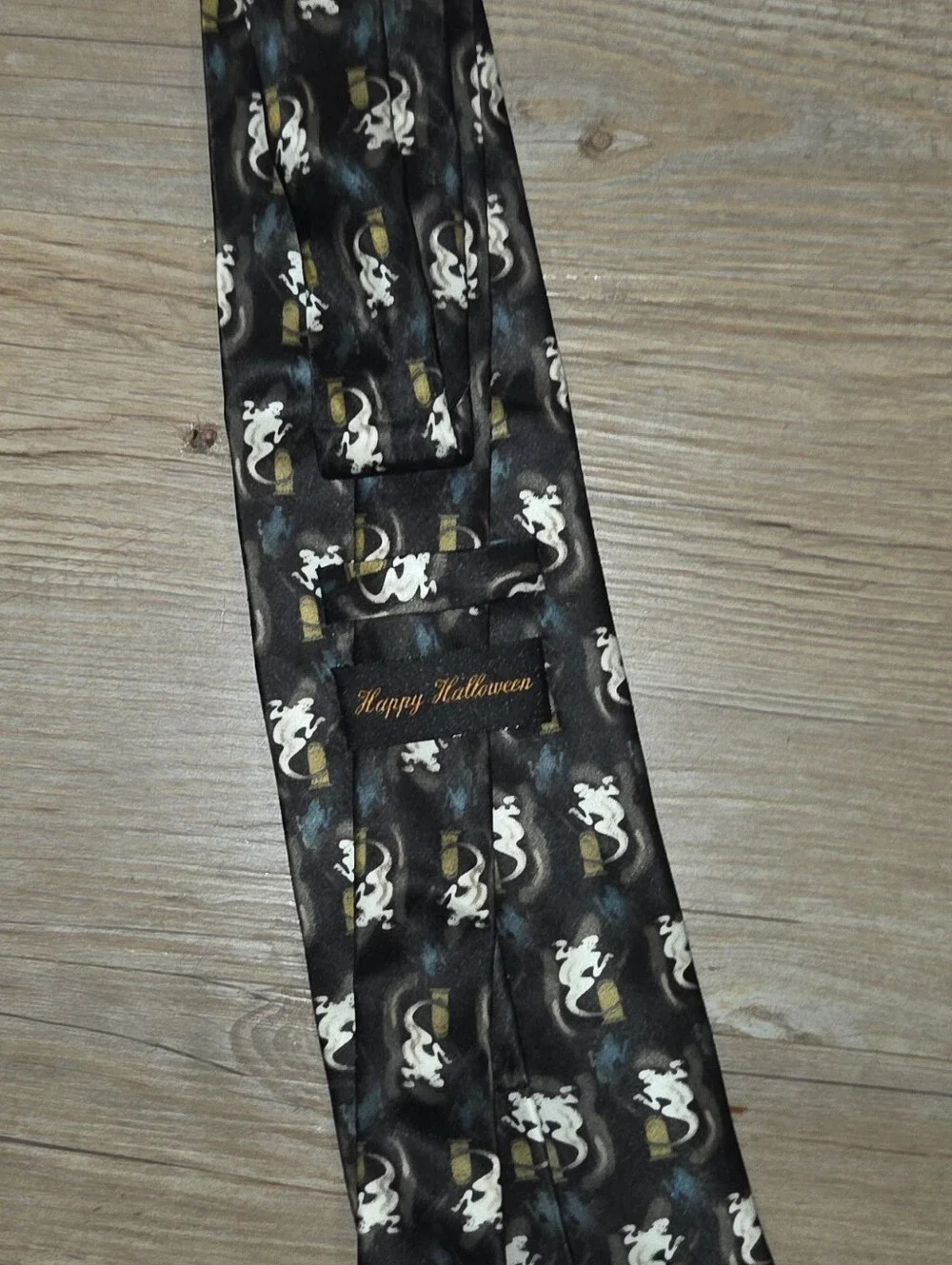 Men's Black Novelty Ghost Pattern Tie - Unbranded